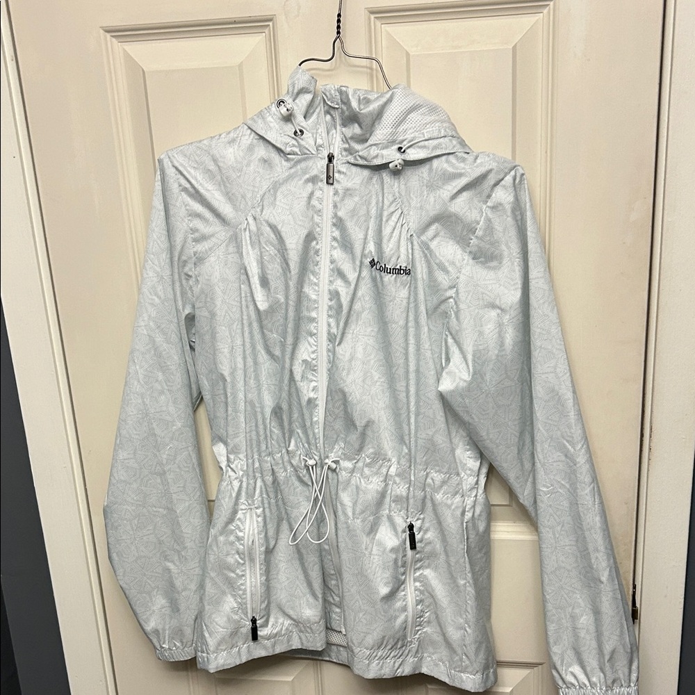 Columbia Light blue, white Gray Hooded Windbreaker
